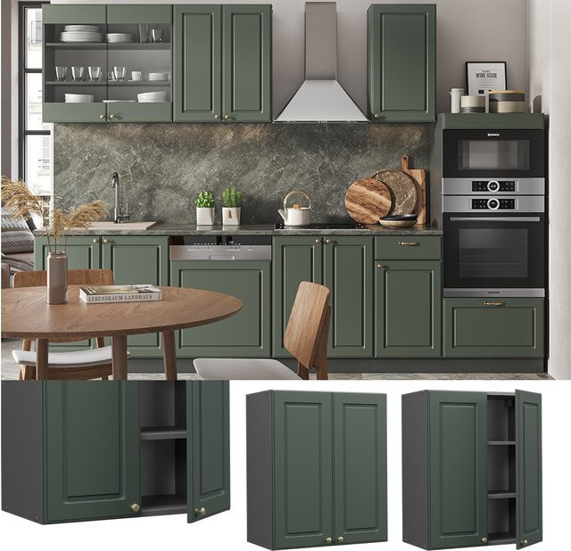 Vicco Hängeschrank Fame-Line Küchenschrank Landhaus Anthrazit Grün-Gold B: 60 cm - Bild 1