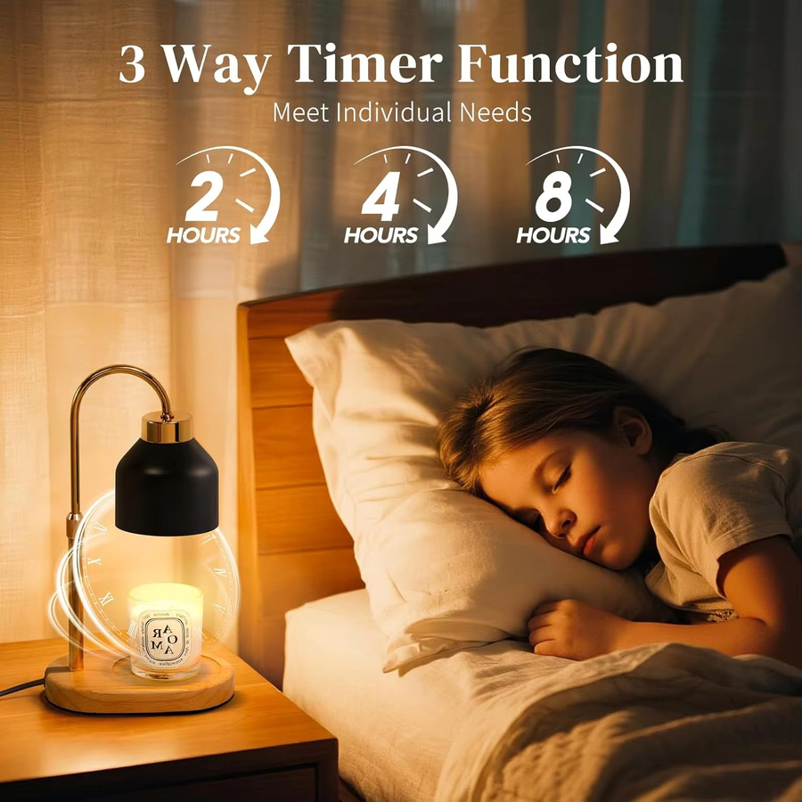 RUNTOIN Kerzenwärmer-Lampe aus Metall in Schwarz mit Timer und Dimmer für den Tisch - Bild 3