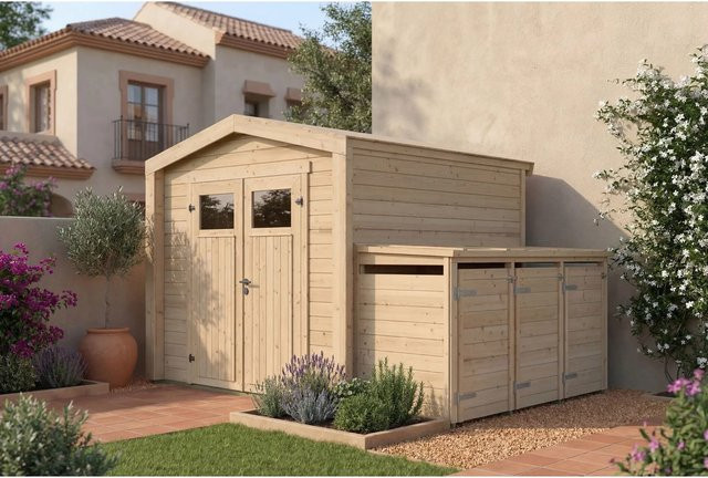 Weka Holz-Gartenhaus Killarney mit Satteldach in Natur Braun, B/T/H: 351 x 263 x 241 cm - Bild 1