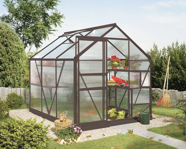 Vitavia Gewächshaus Calypso 4400 in Schwarz mit 4,4 m² Fläche, Polycarbonat-Platten und Schiebetür - Bild 1