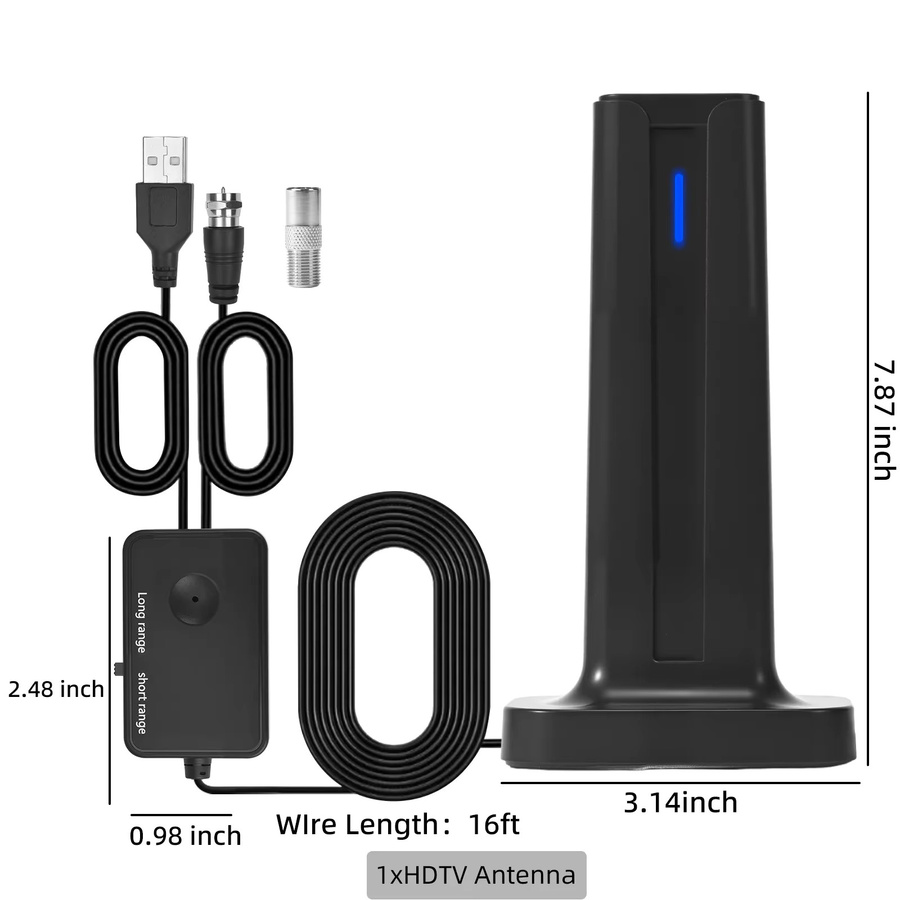 YUNYINMING Digitale TV-Antenne für Innen und Außen, Hochauflösende HDTV-Bodenwellen-Antenne, Schwarz - Bild 2