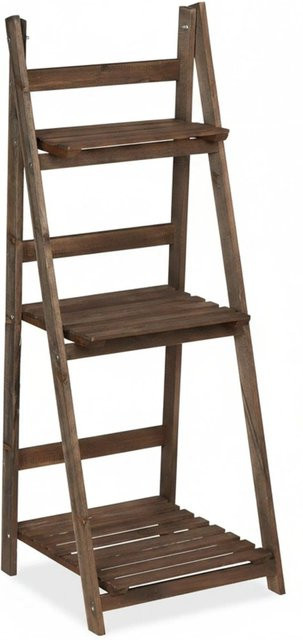 Relaxdays Blumentreppe aus Tannenholz in Dunkelbraun, klappbar, Höhe: 108 cm, Breite: 41 cm, Tiefe: 40 cm - Bild 1