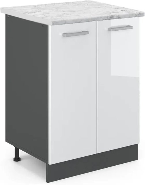 Vicco Küchenunterschrank R-Line Küchenkommode Weiß Anthrazit Hochglanz B: 60,0 cm, H: 81,6 cm, T: 46,0 cm - Bild 1