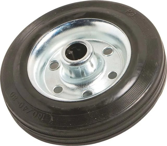 OBI Vollgummi-Rad mit Metallfelge in Schwarz, Durchmesser: 16 cm - Bild 1