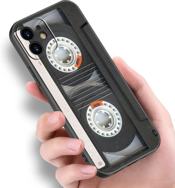 Retro-Stil Kassettenband Handyhülle für Apple iPhone in Schwarz - Bild 1