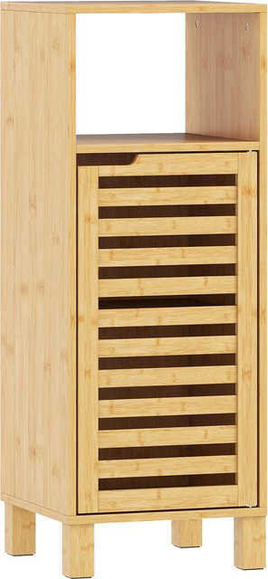 HOMCOM Badezimmerschrank aus Bambus in Braun mit verstellbaren Regalen und offenem Fach, B/T/H: 30 x 30 x 80 cm - Bild 1