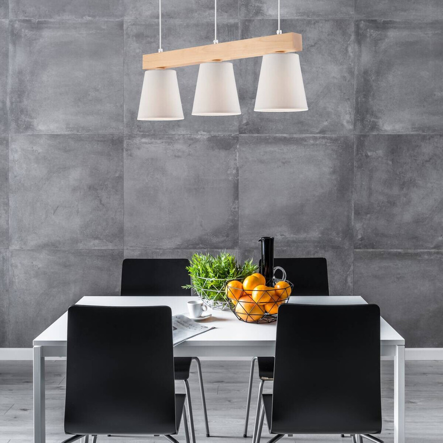 Lamkur Hängeleuchte in Weiß aus Holz und Stahl mit E27 Fassung, B/H/T: 25 x 30 x 70 cm - Bild 2