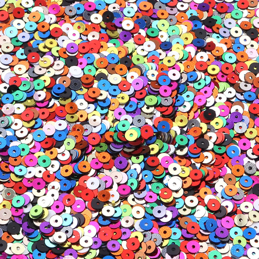 Runde flache Pailletten für Handwerk und Nähen, 4 mm, 20 g Beutel, Schwarz und Multicolour - Bild 2
