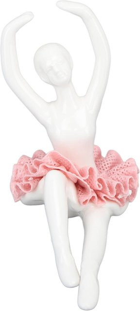 OutsideWorld Balletttänzerin Statue aus Keramik in Rosa und Weiß zur Dekoration für Tisch und Regal - Bild 1