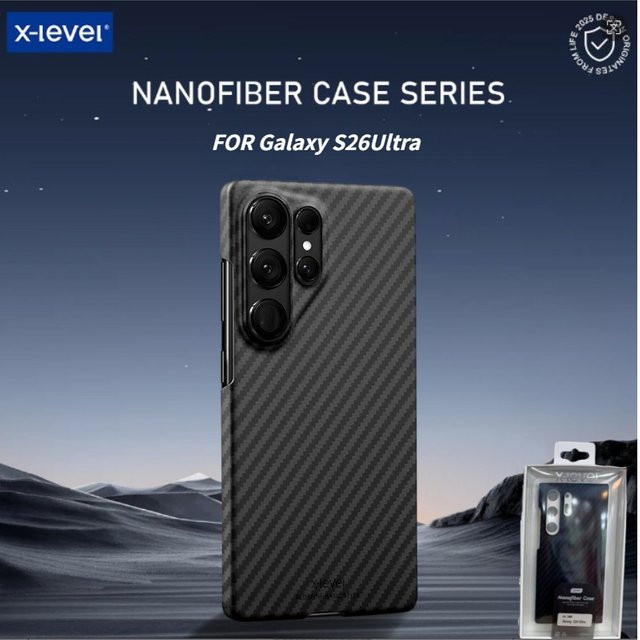 Premium Business Slim Case für Samsung S26 Ultra, S25, S24 Plus und S23 mit Carbonfaser-Muster in Schwarz, stoßfestes Gehäuse mit erhöhtem Linsenschutz - Bild 1