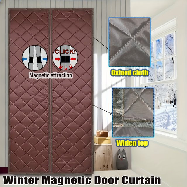 Magnetischer Thermovorhang aus Oxford Heavy Duty Polyester, Energiesparend und Thermoisolierend, Mehrfarbig/Braun, B: 80 cm, H: 210 cm - Bild 1