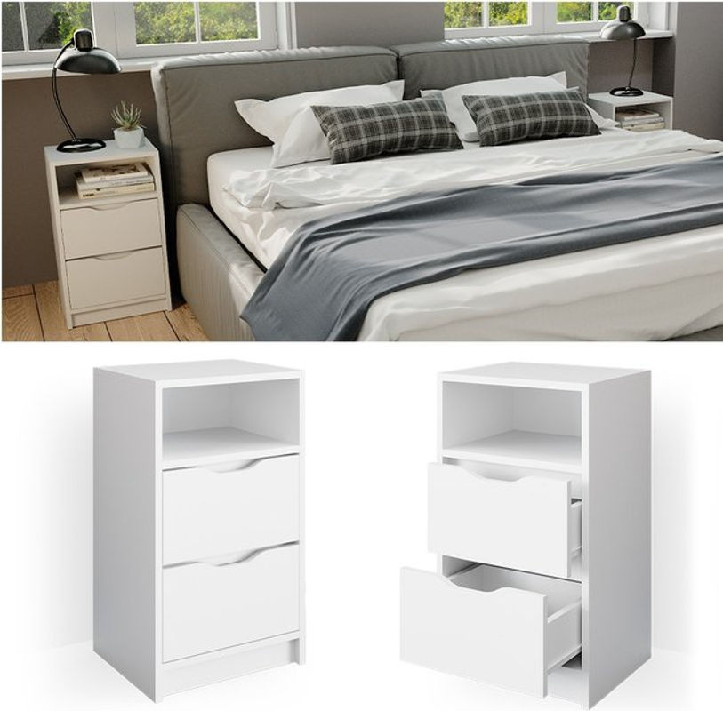 Vicco 2er Set Nachttisch Ruben in Weiß, moderne Nachtkommoden für dein Schlafzimmer - Bild 2