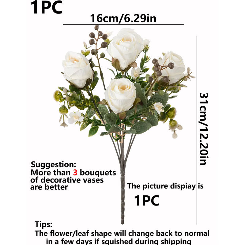 TTCY Künstliche Rosen aus Seide in Weiß für Hochzeit, Dekoration und DIY-Projekte - Bild 3