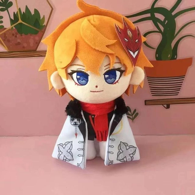 Yiran Health & Beauty Genshin Impact Tartaglia Cosplay Plüschpuppe, mit Winterumhang, 20cm, ab 14 Jahren - Bild 1
