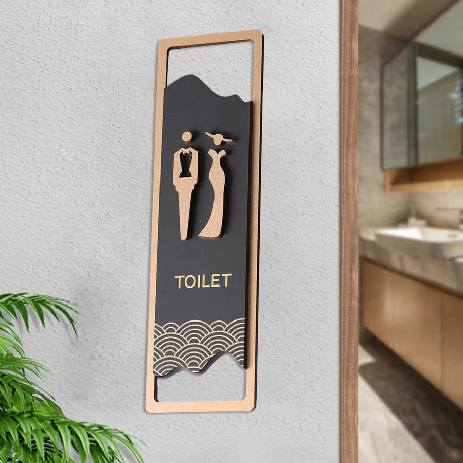 Kesoto Toilettenschild aus Metall in Schwarz als Unisex-Wandschild zum Aufhängen für Badezimmer und öffentliche Bereiche - Bild 2