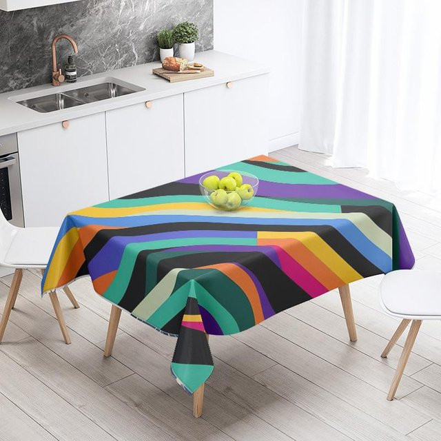 JMG Household Supplies Tischdecke mit abstraktem geometrischem Design, wasserabweisend, Polyester, Mehrfarbig, B x T: 140 x 200 cm - Bild 1