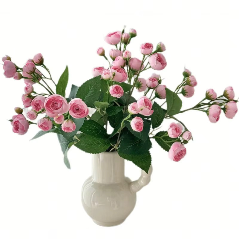 MENGHAO Künstliche Pfingstrosen-Blumensträuße mit 12 Köpfen in Orange und Pink für Hochzeitsdekoration und Heimdekoration - Bild 2