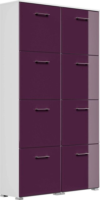 Posseik Schuhschrank Elite mit 8 Klappen für 32 Paar Schuhe, Weiß-Brombeer, B: 104,8 cm, H: 186,9 cm, T: 31,6 cm - Bild 1
