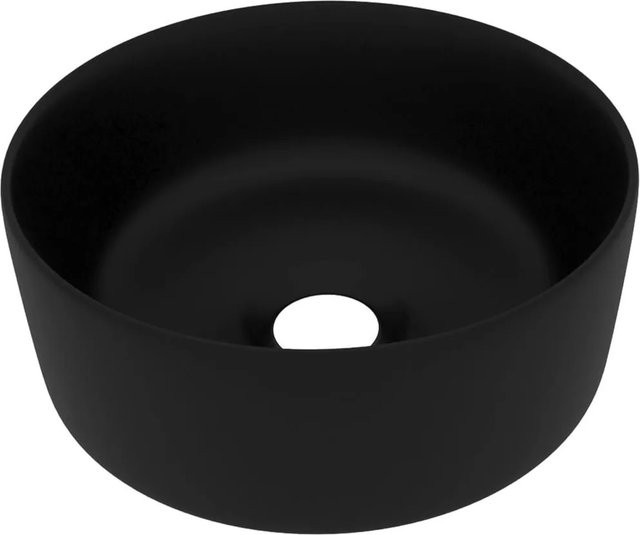 vidaXL Waschbecken Rund Matt Schwarz aus Keramik für Aufsatzmontage Durchmesser: 40 cm, Höhe: 15 cm - Bild 1
