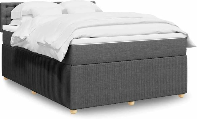 vidaXL Boxspringbett mit Matratze Dunkelgrau B/T/H: 140 x 200 x 100,5 cm mit USB-Anschluss und Unterbettbeleuchtung - Bild 1