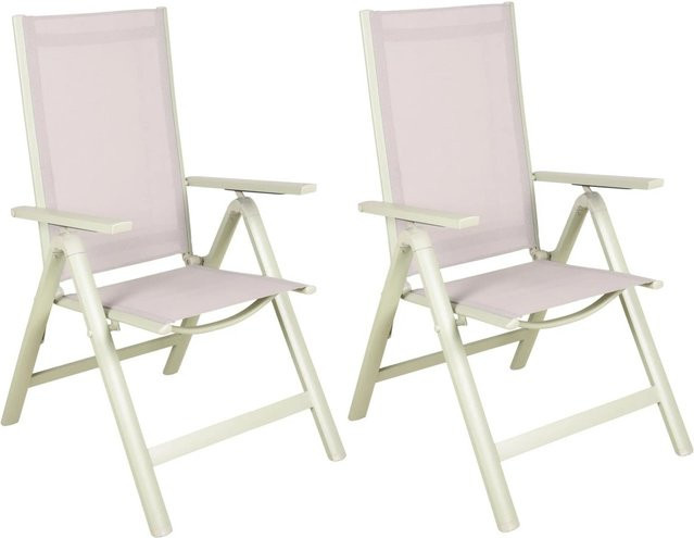 DELUKE Gartenstuhl 2er Set AMOS Hochlehner aus Aluminium und Textilene in Salbeigrün und Grau, wetterfeste Outdoor Essstühle, B/T/H: 59,5 x 44,5 x 107,0 cm - Bild 1