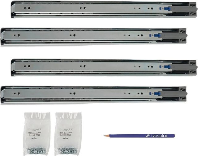 vasalat Kugelauszug Softclose Vollauszug mit Dämpfung, Farbe: Silber, 2 Paar - Bild 1
