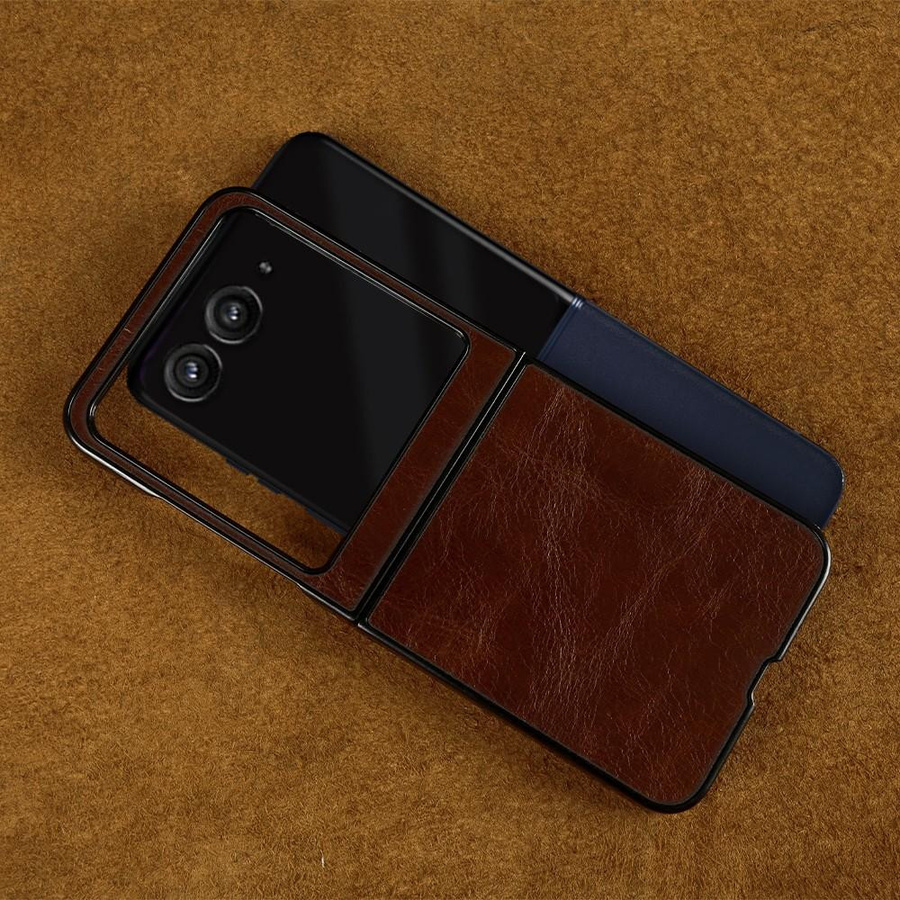 Premium Leder Handyhülle für Motorola Razr 50 Ultra in Braun - Bild 2