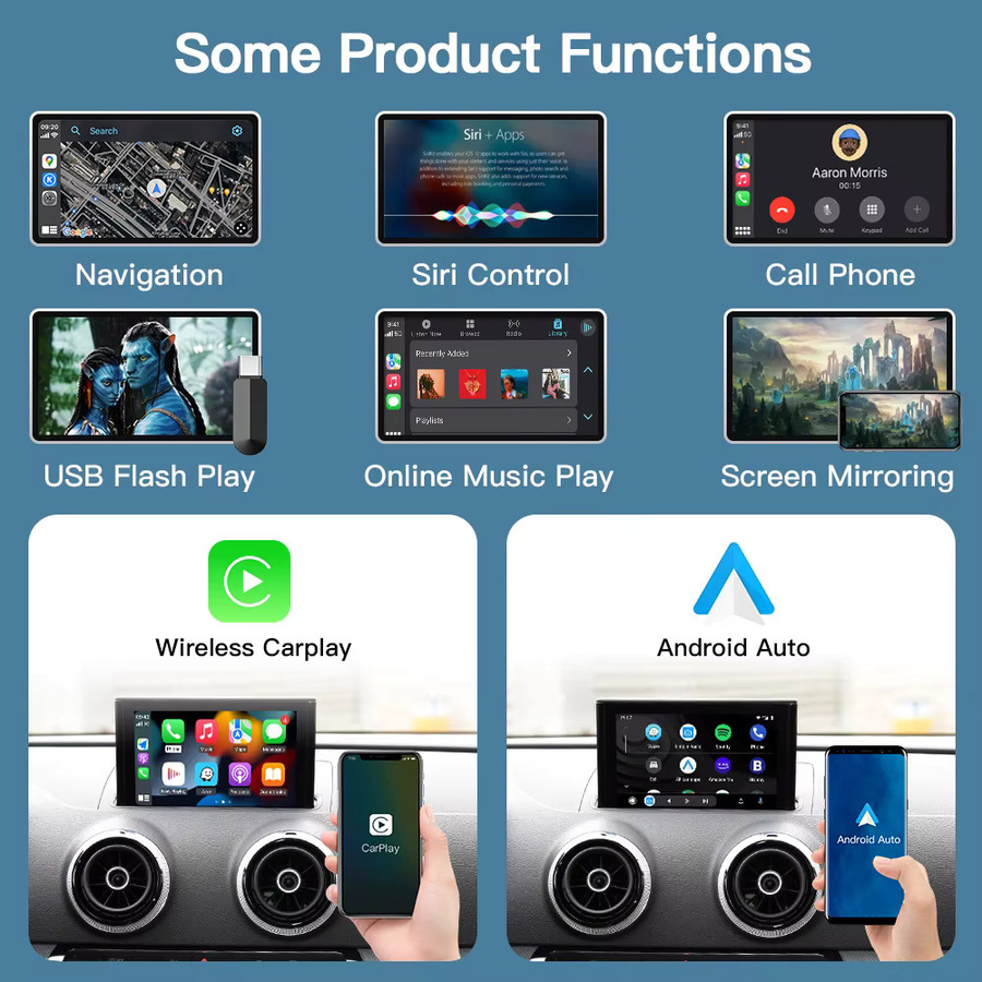 AUTOABC Drahtloses CarPlay und Android Auto Interface Modul für Audi A3 A4 A5 Q2 Q7 Q5L 8V MIB MIB2 mit AirPlay und Mirror Link Unterstützung - Bild 5
