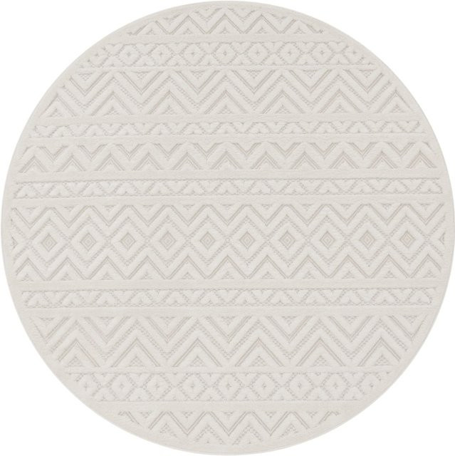 Runder In- & Outdoor-Teppich Livornia in Creme mit geometrischem Muster, Durchmesser: 160 cm - Bild 1