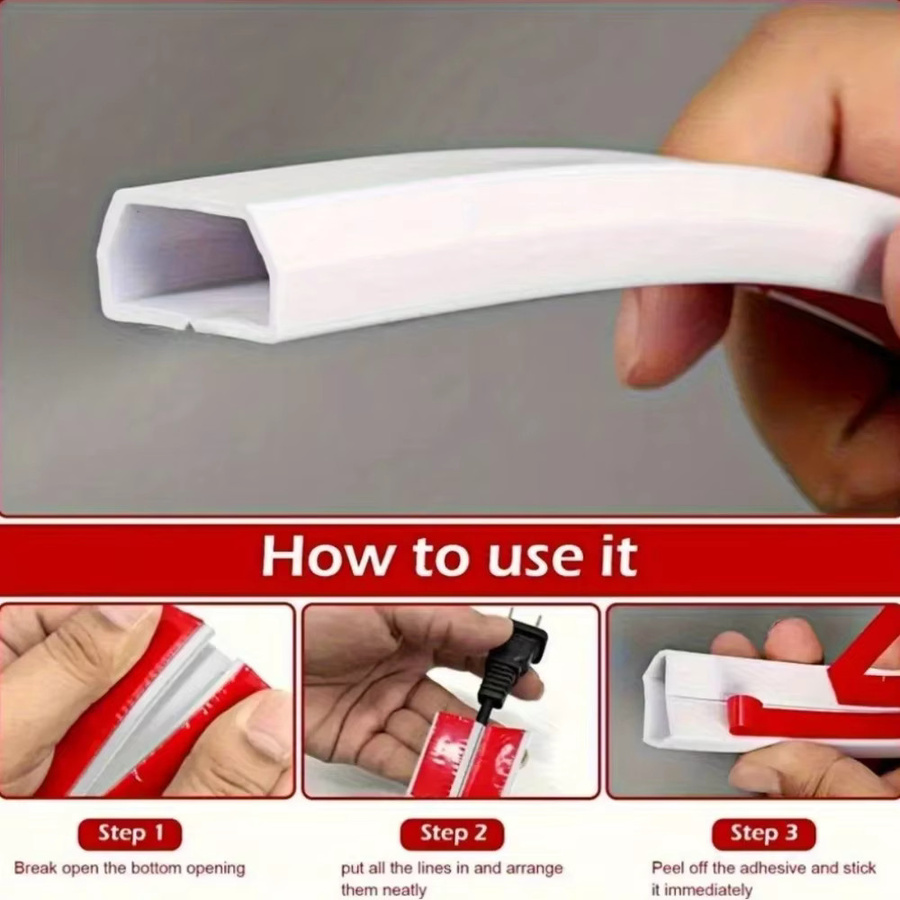 Selbstklebendes PVC-Kabelrohr als flexible Kabelschutzabdeckung für deinen Haushalt, 2 m oder 3 m Länge, in Grau oder Weiß - Bild 4