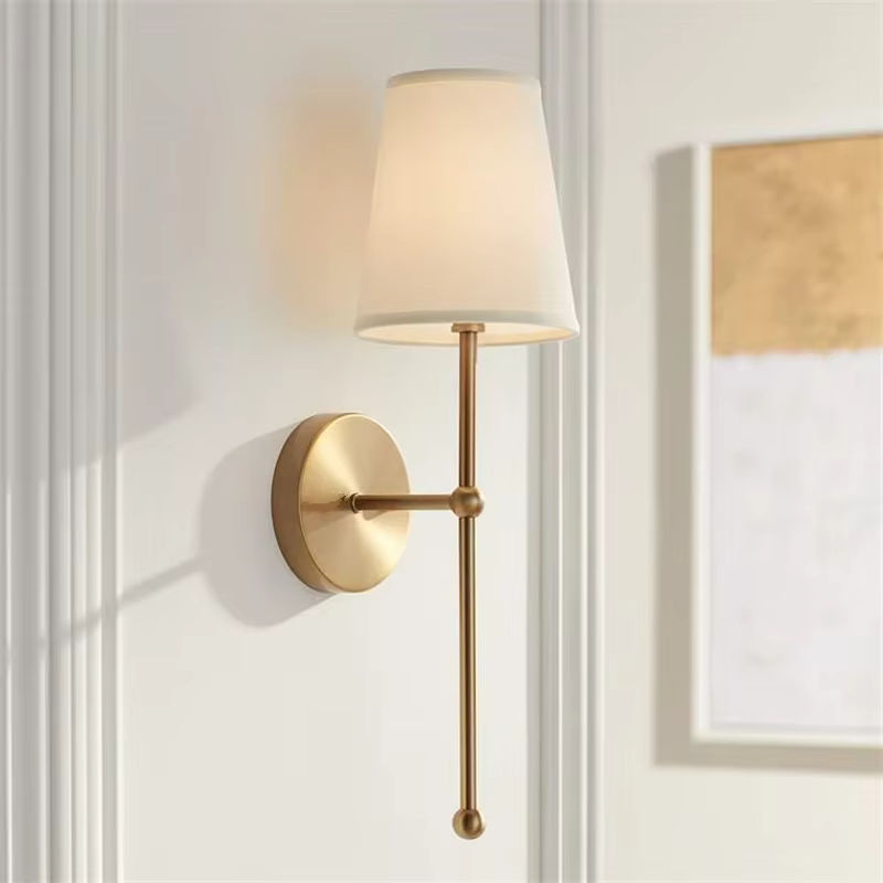 Nordic Lava Ball Wandlampe aus Metall und Stoff in Gold/Messing und Weiß für Schlafzimmer und Korridor - Bild 2