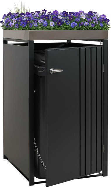 Mülltonnenverkleidung MCW-O67 mit Pflanzkasten aus Metall in Anthrazit, B/T/H: 125 x 68 x 84 cm - Bild 1