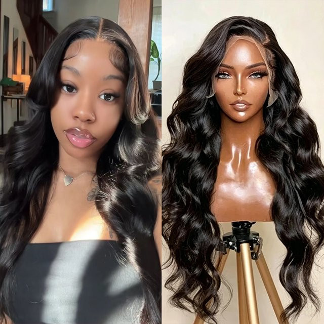 FIUMER Body Wave Echthaar-Perücke, 13x6 Lace Frontal, Transparent - Bild 1