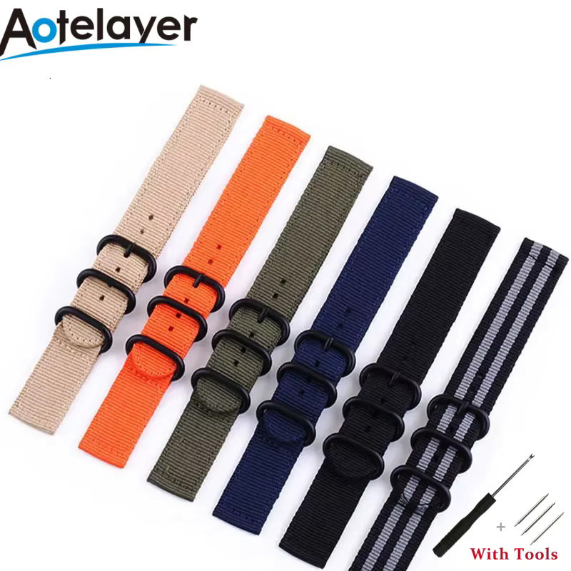 Aotelayer Uhrenarmband Nylon, Schwarz, Unisex - Bild 2