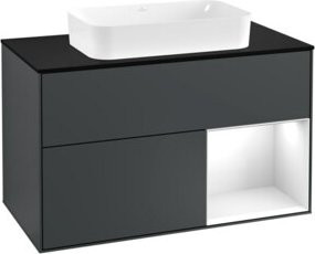 V&B Finion Waschtischunterschrank mit Abdeckplatte in Blau lackiert, Breite: 100 cm, Tiefe: 50,1 cm - Bild 1