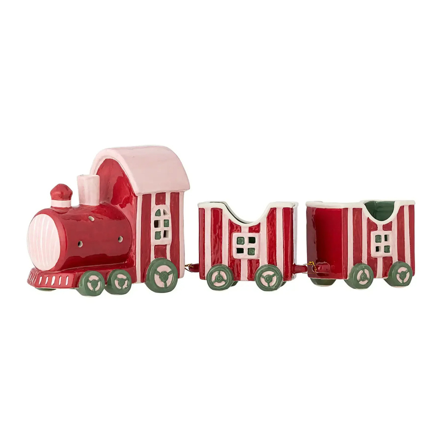 Bloomingville Gloria Keramik-Zug Weihnachtsdekoration rot gestreift B: 35,0 cm, H: 12,5 cm, T: 3,0 cm - Bild 1
