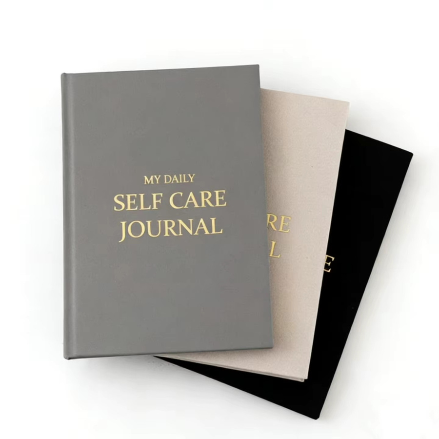 Undatiertes Wellness-Tagebuch mit Leinen Einband und Hardcover in Schwarz und Gold für deine tägliche Meditation - Bild 4