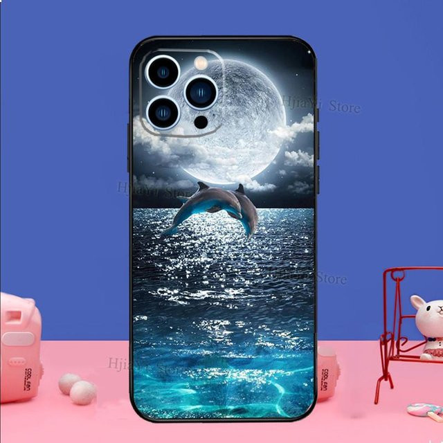 Silikon Handyhülle mit Ozean Delfin Design für Apple iPhone 11 12 13 14 15 16 Pro Max Mini Plus XR XS X Multicolor - Bild 1