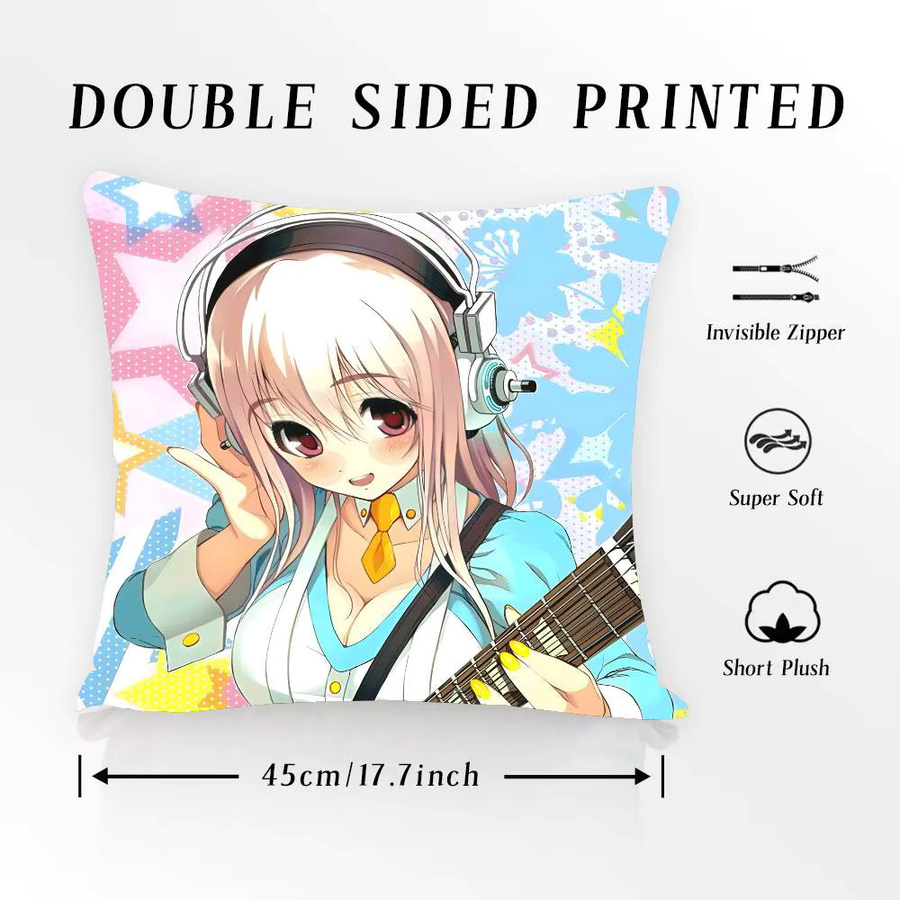Super Sonico Kissenbezug mit Anti-Dustmite-Schutz und unsichtbarem Reißverschluss, quadratisch, Mehrfarbig, B/T/H: 30 x 30 x 30 cm - Bild 3