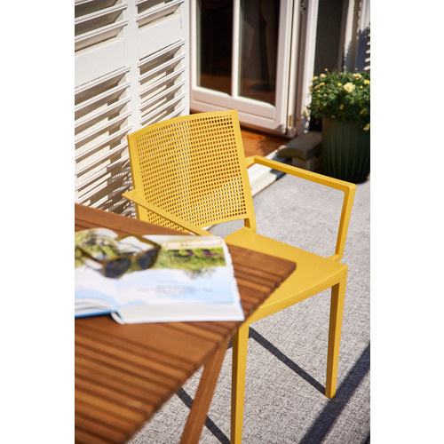 Siena Garden Stapelstuhl Square mit Armlehnen in Mustard Gelb aus Polypropylen - Bild 2