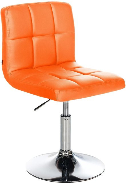 DELUKE Palma Barhocker BANGKO in Orange, höhenverstellbarer Barstuhl aus Kunstleder mit Lehne und 360 Grad Drehsitz, B/T/H: 44 x 49 x 74 cm - Bild 1