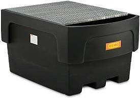 Cemo IBC-Auffangwanne aus Polyethylen mit Abfüllvorsatz und Stahlrost, 1100 l, 1500 kg, unterfahrbar - Bild 1