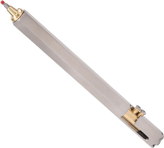Fishine Kugelschreiber aus Edelstahl mit Sechskant-Design und Bolzenmechanik in Grau - Bild 1