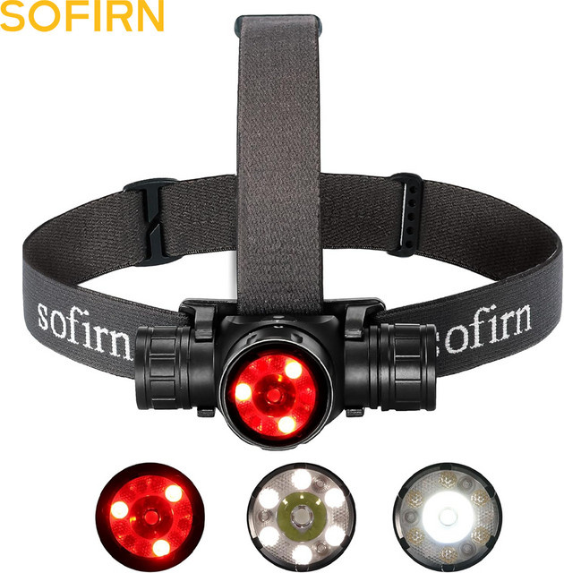 Sofirn HS21 SFT40 LED Stirnlampe mit 2000 lm, rot/schwarz, wiederaufladbar via USB-C mit Bewegungssensor - Bild 1