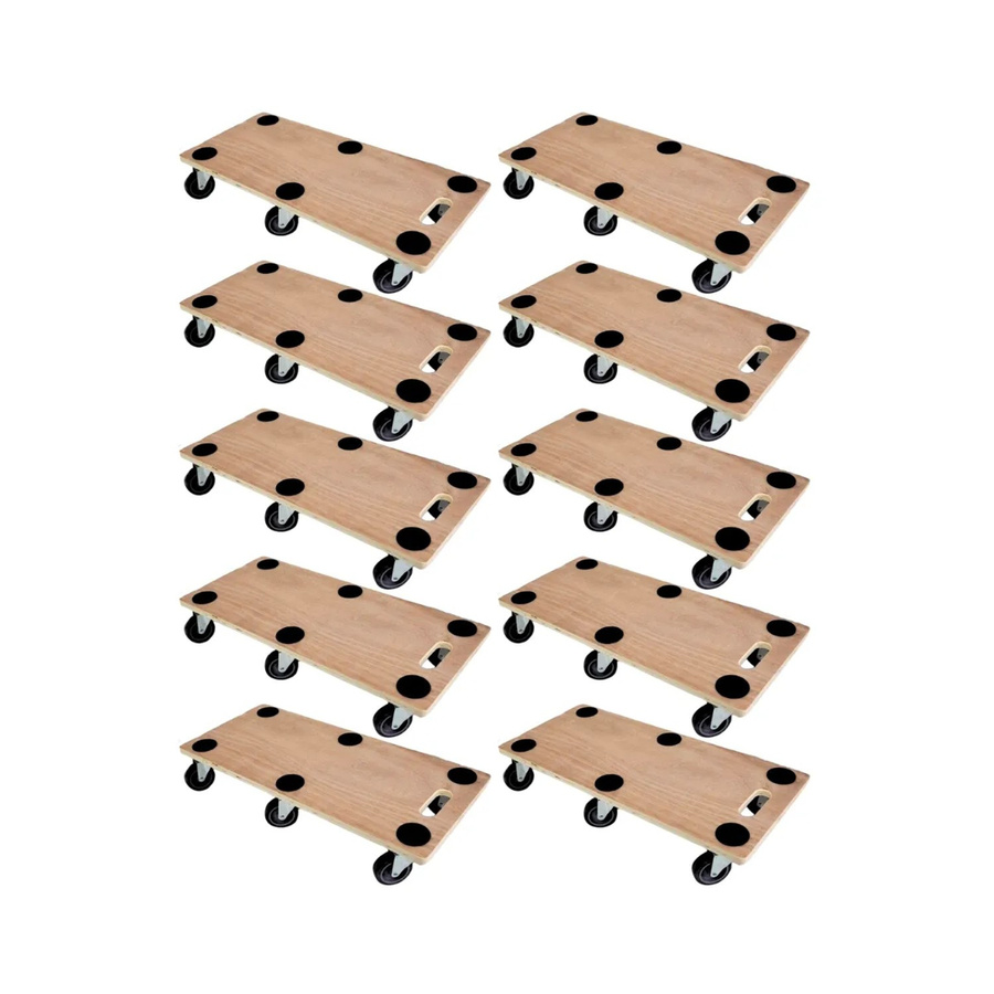 PROREGAL 10er Set Profi Transportroller aus Sperrholz in Braun, H x B x T: 11 x 30 x 68 cm, Traglast 300 kg - Bild 2