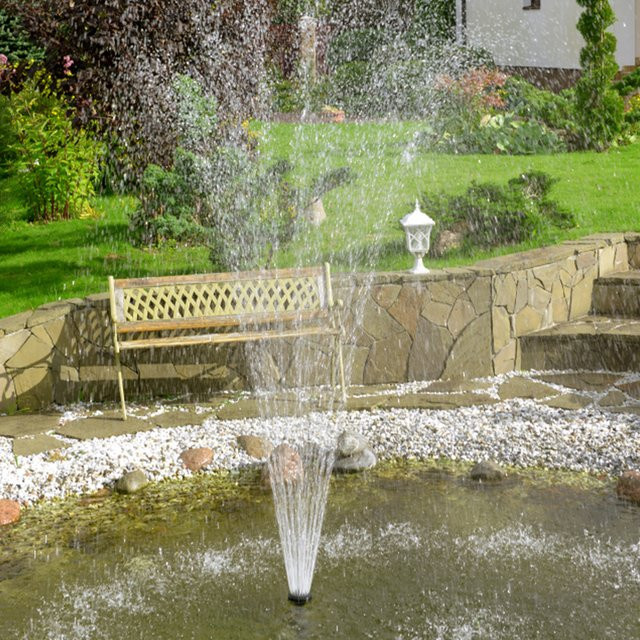 Alloet Solar-Springbrunnen mit 6 Düsen und Solarpanel, 1,2W Solar-Teichpumpe für Vogelbad, Teich und Fischbecken mit 200L/h Förderleistung und 110 cm Förderhöhe - Bild 1