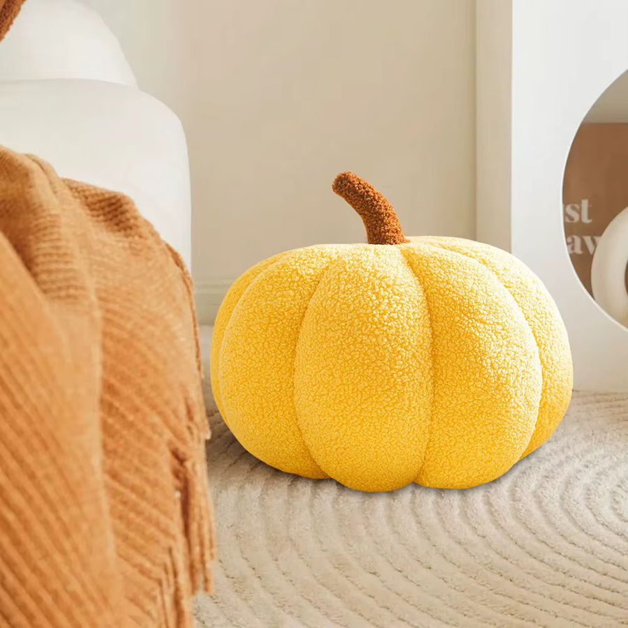 Shunmaii Halloween 3D Kürbiskissen in Orange und Braun, rundes Dekorationskissen für Thanksgiving und Schlafzimmer - Bild 3