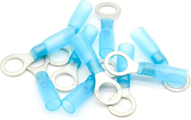 ELECAPITAL 50 Stück Schrumpfklemmen RV2-8 blaue isolierte Ringkabelschuhe wasserdichte Drahtverbinder zum Crimpen - Bild 1