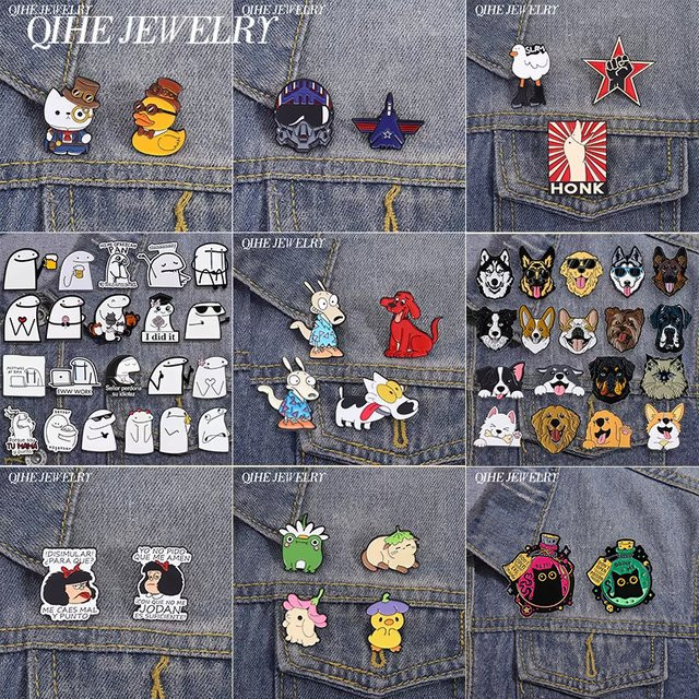 QIHE JEWELRY Broschen Set, Anime Tier Emaille-Pins, Unisex - Bild 1