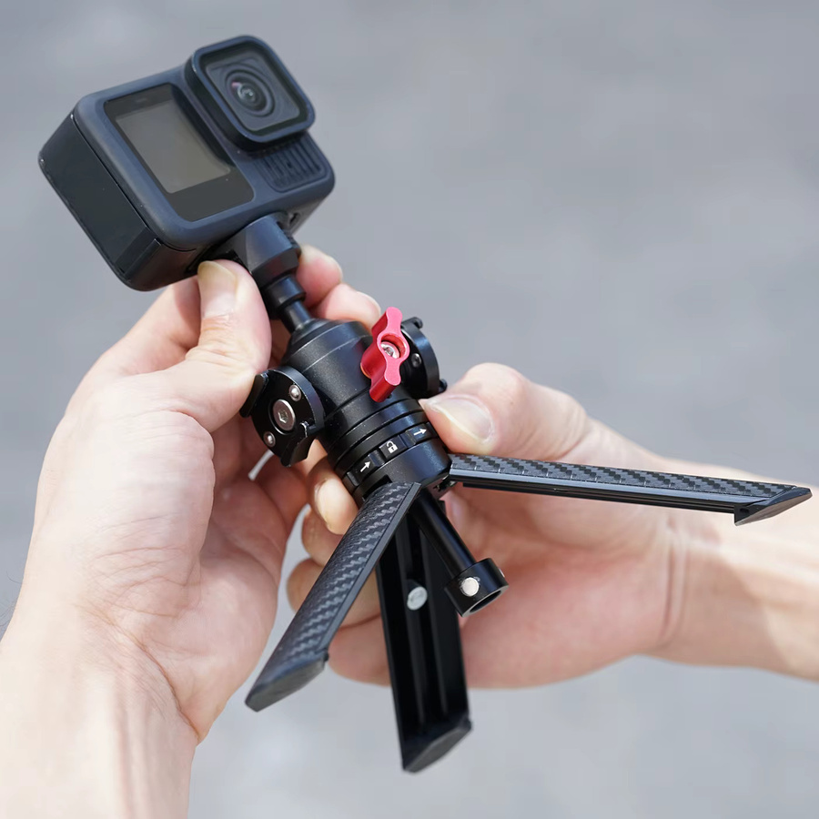 FEICHAO Stativ-Kugelkopf mit Ein-Klick-Schnellöffnung und Magnetgriff, Einbeinstativ mit 1/4-Zoll-Schraube für GoPro, Insta360, DSLR, LED und Smartphone, Farbe: Schwarz - Bild 3